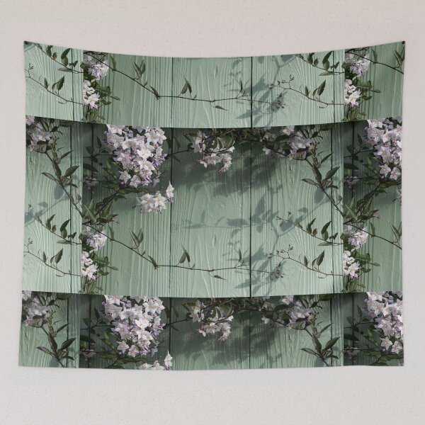 Item preview, Jasmine Nightshade Vine on a Green Fence designed and sold by pixelmountain.