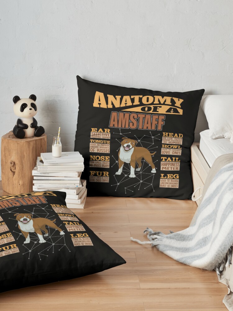 Alternate view of Anatomy Of A American Staffordshire Terrier - Funny American Staffordshire Terrier Design Floor Pillow