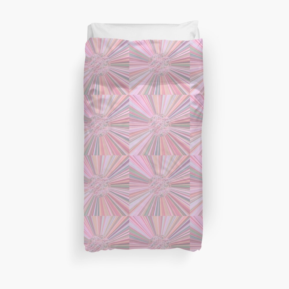Pastel Planet Burst - Abstract Digital Art in Pastels Duvet Cover