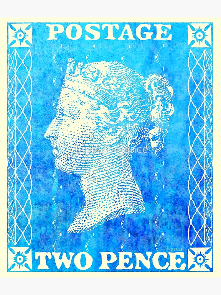 Two Penny Blue Postage Stamp Postcard