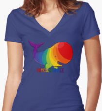 Homosexuwhale - with text Women's Fitted V-Neck T-Shirt