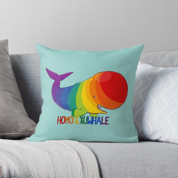 Homosexuwhale - with text Throw Pillow