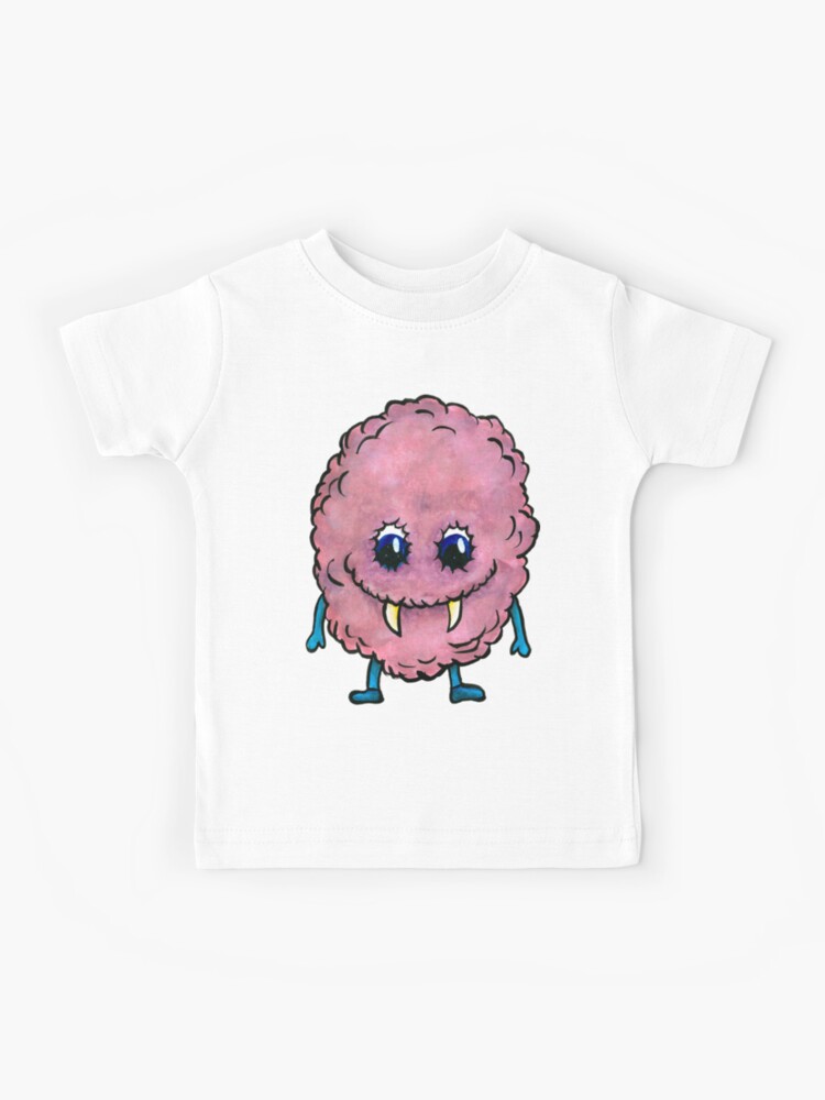 Fanged, pink fluff ball monster Kids T-Shirt for Sale by