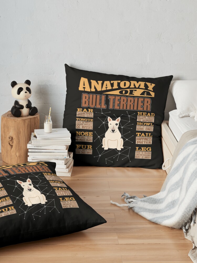 Alternate view of Anatomy Of A Bull Terrier - Funny Bull Terrier Design Floor Pillow