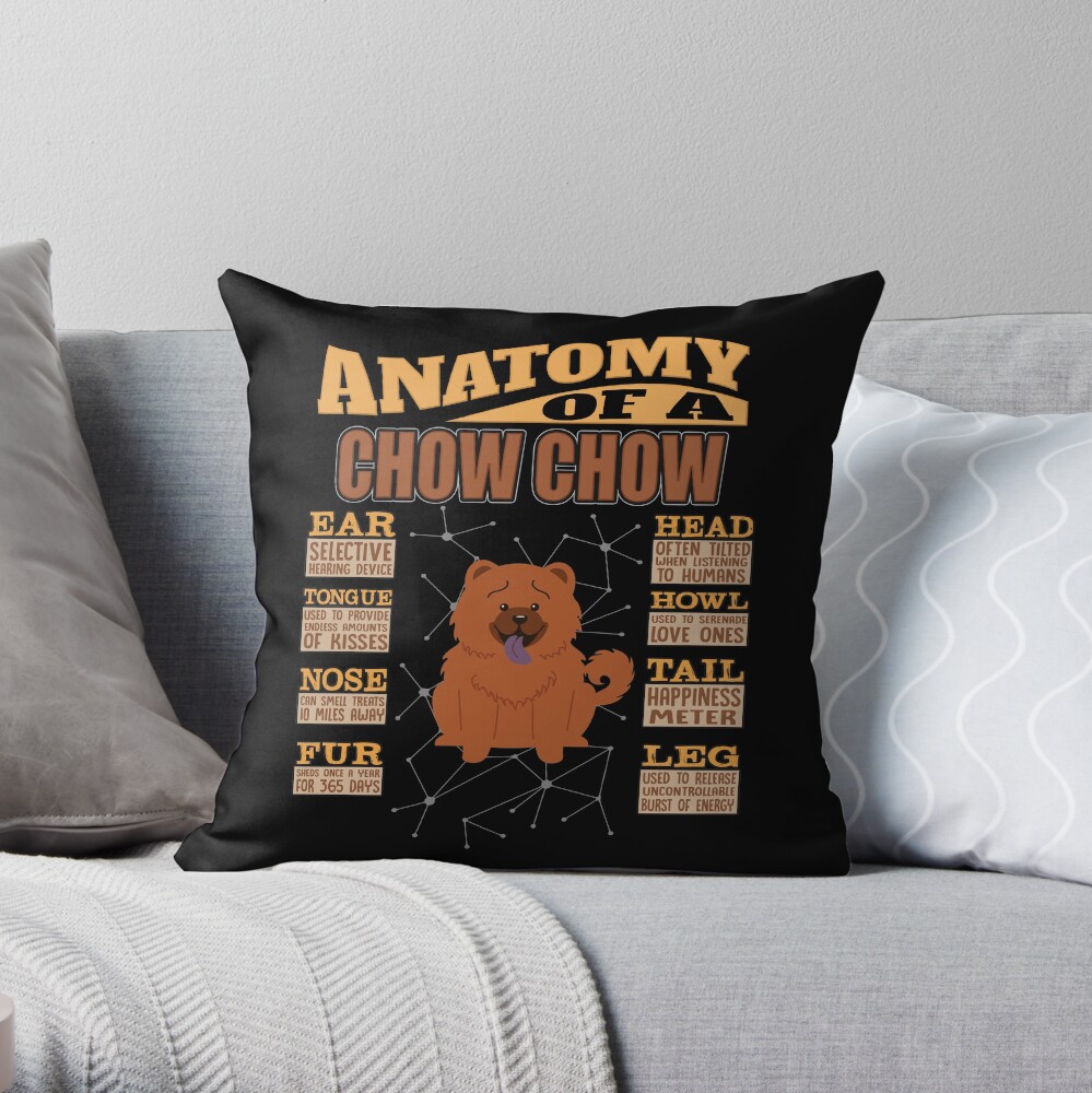 Anatomy Of A Chow Chow - Funny Chow Chow Design Throw Pillow
