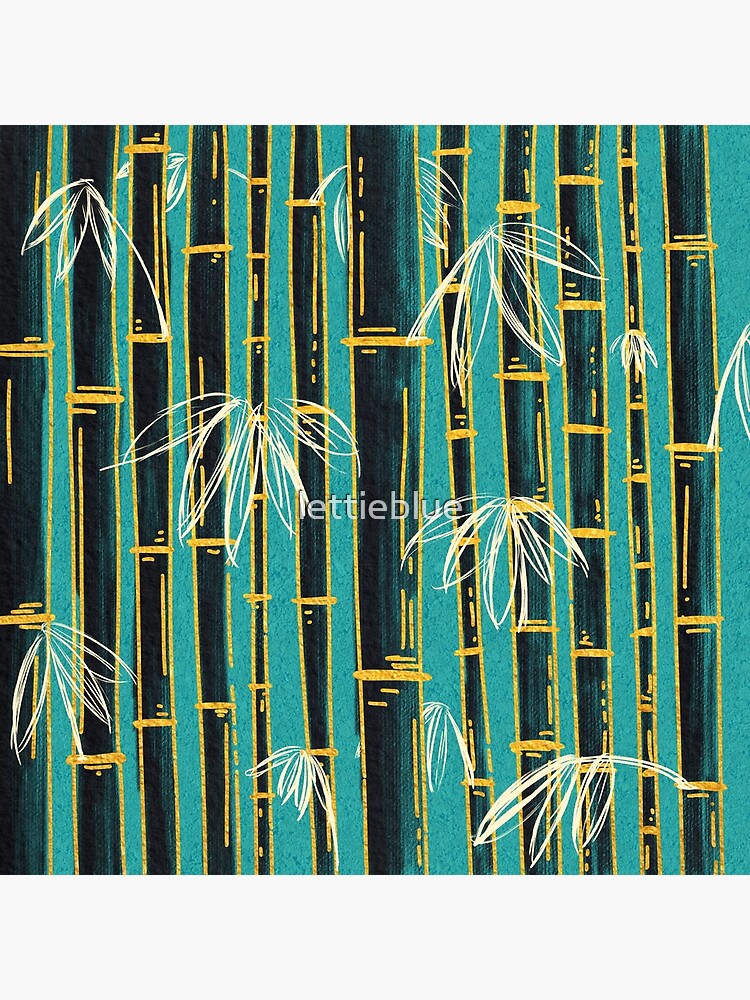 Golden and Teal Bamboo Forest  by lettieblue