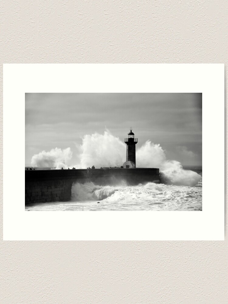 Alternate view of Lighthouse in stormy ocean Art Print