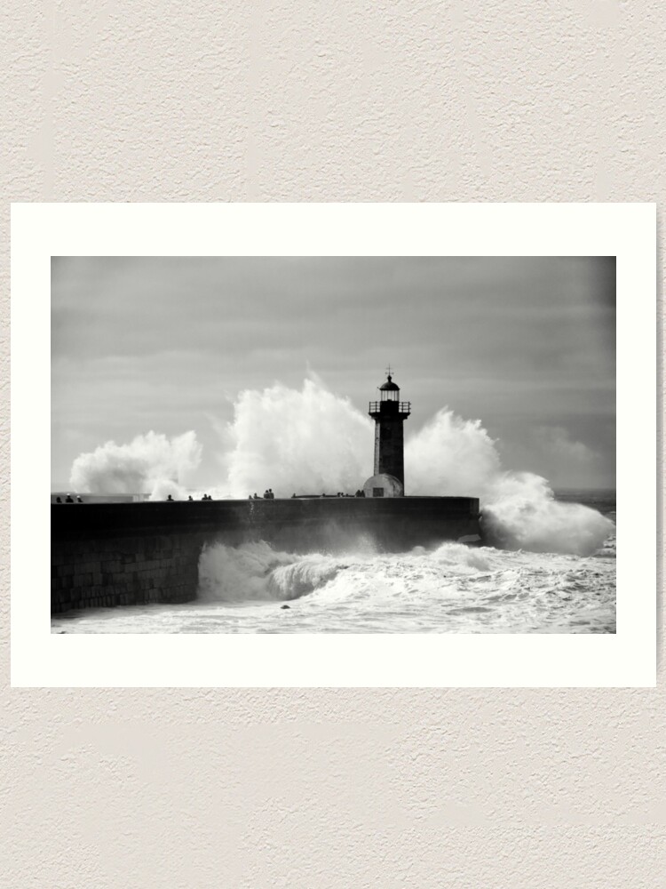 Alternate view of Lighthouse in stormy ocean Art Print