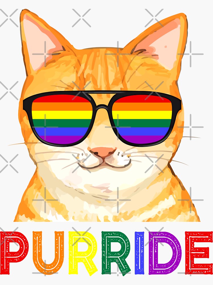 Purride Lgbt Gay Pride Cat Lover Lgbtq Rainbow Sunglasses Sticker For Sale By Japaneseinkart 1622