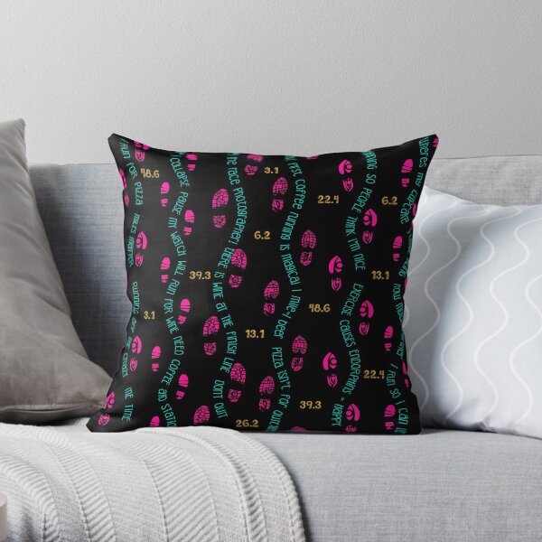 Positive Running Vibes - Black background Throw Pillow
