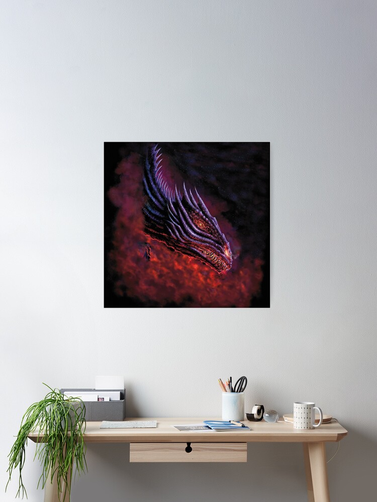 Thumbnail 2 of 3, Poster, Black Dragon (square) designed and sold by Sirielle.