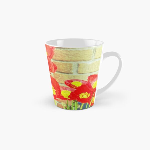 Poppyfied - Bright Yellow and Red Poppies - Flower Art Photo Tall Mug