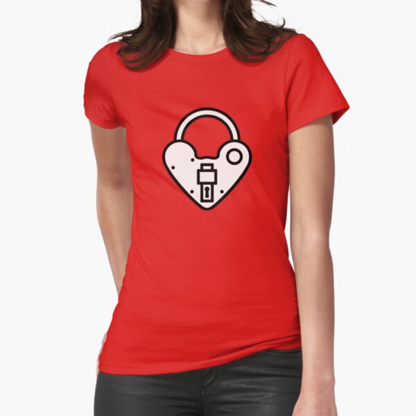 Loveheart Lock - love heart padlock Fitted T-Shirt