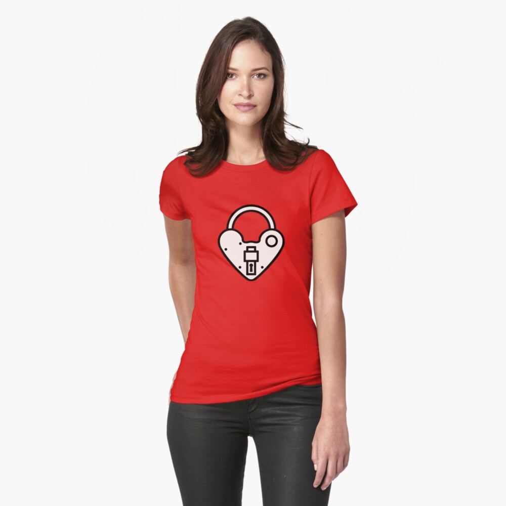 Loveheart Lock - love heart padlock Fitted T-Shirt