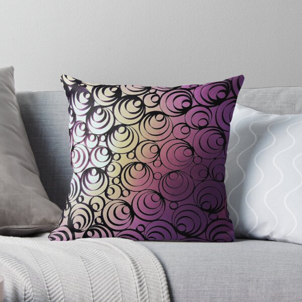 Groovy Circles - Psychedelic Geometric Art Photography Throw Pillow