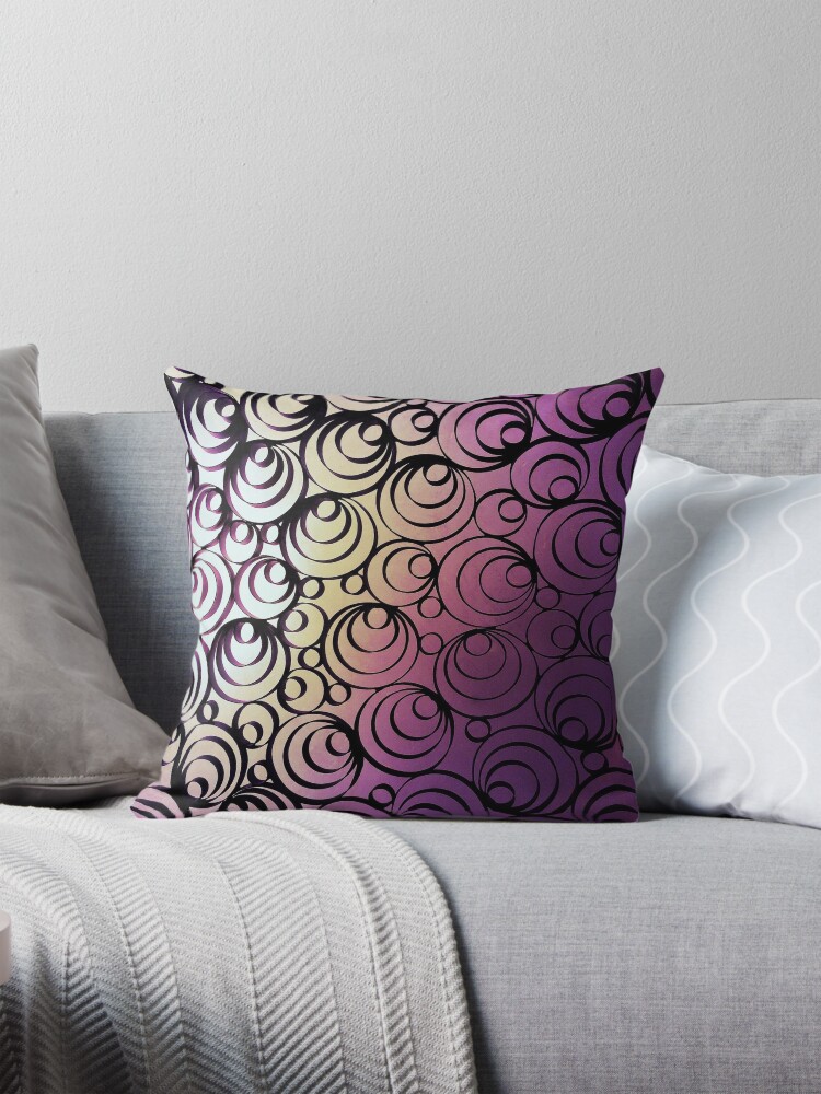 Thumbnail 1 of 4, Pillow, Groovy Circles - Psychedelic Geometric Art Photography designed and sold by OneDayArt.
