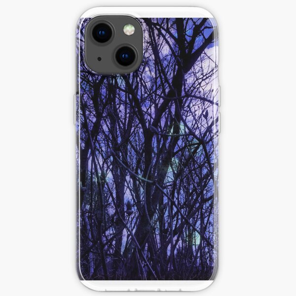 Dark Purple Forest - Purple Blue and Black Bare Tree Landscape iPhone Soft Case