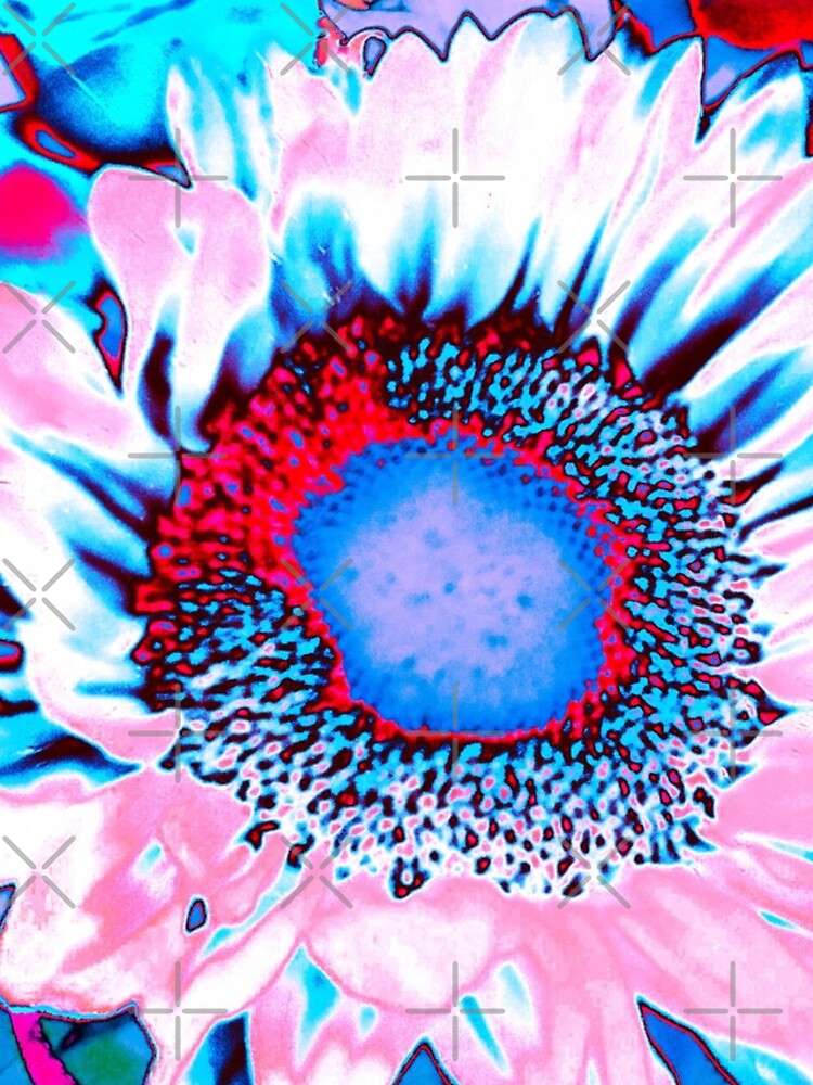 Iced Sunflower - Pink Purple White Blue Flower - Floral Design by OneDayArt