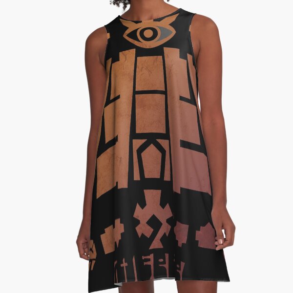Sand Temple Stamp A-Line Dress