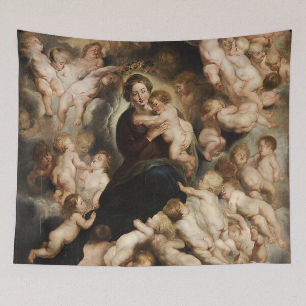 Aperçu de l'œuvre Peter Paul Rubens, Mary avec la guirlande d'anges créée et vendue par Vintage Wall Art.