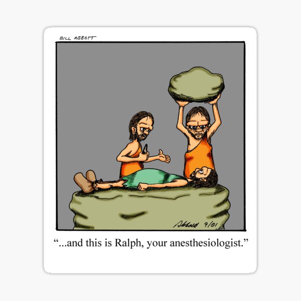 Item preview, Funny Medical Caveman Anesthesiologist Cartoon Art designed and sold by abbottoons.