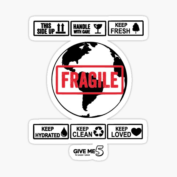 Fragile planet (black) Sticker