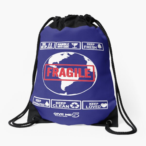 Fragile planet (white) Drawstring Bag