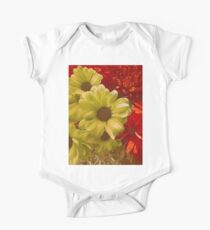 Floral Red & Gold Short Sleeve Baby One-Piece