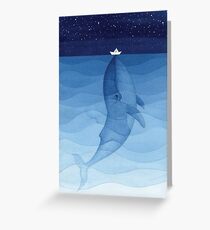 Blue whale, sea animal Greeting Card