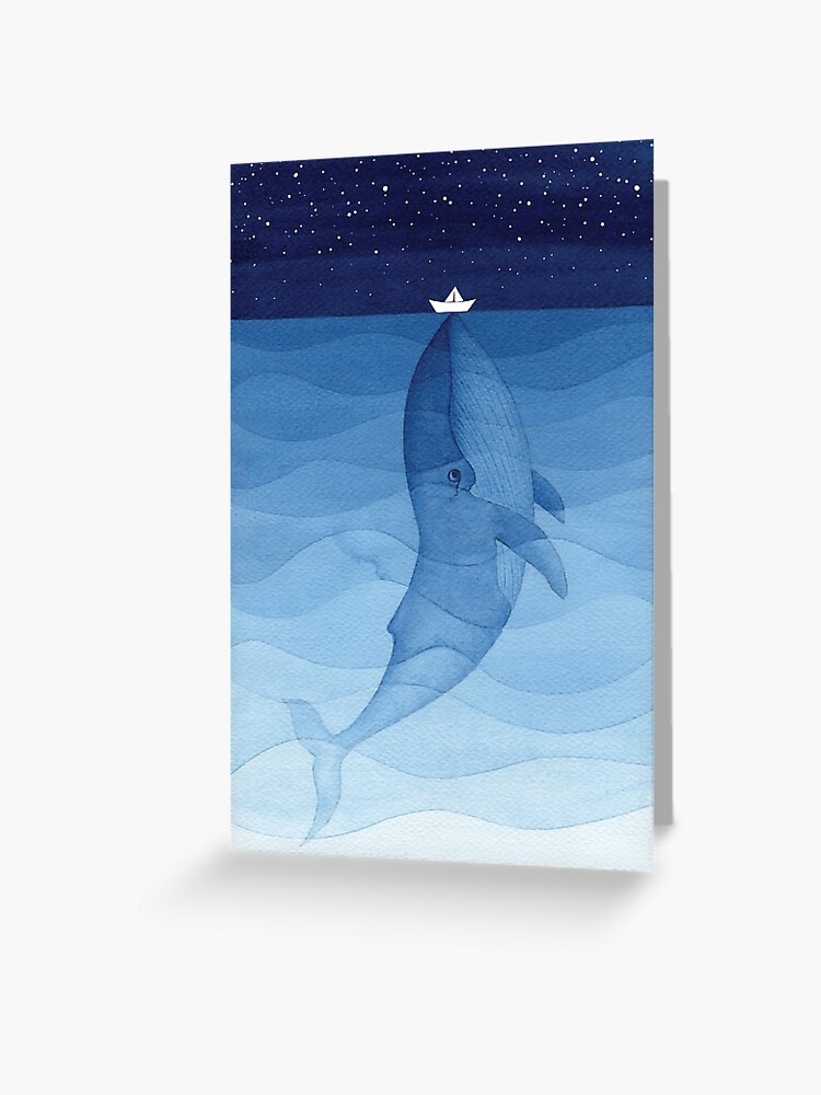 Thumbnail 1 of 2, Greeting Card, Blue whale, sea animal designed and sold by VApinx.
