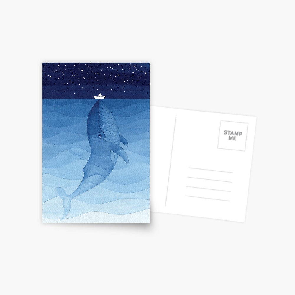 Blue whale, sea animal Postcard