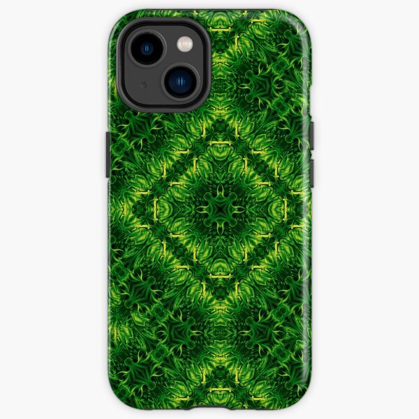 Velvet Splash Green Grass Stitched Maze Pattern iPhone Tough Case