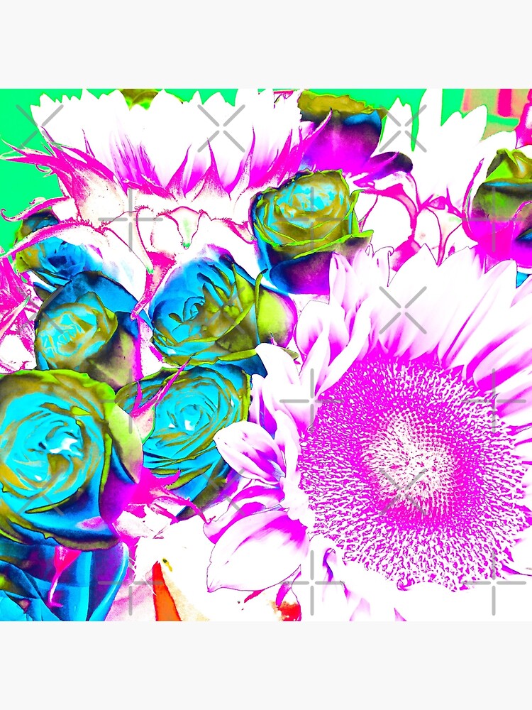 Flower Lovers Gift - Neon Bouquet Design by OneDayArt