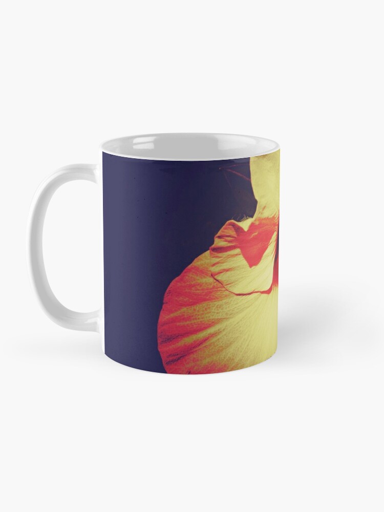 Alternate view of Floral Gift - Single Hibiscus Black Orange and Beige Design Coffee Mug