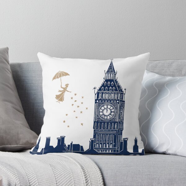 Vista previa del artículo con la obra «Mary Poppins y Big Ben Linocut», diseñado y vendido por Maddy Bennett.