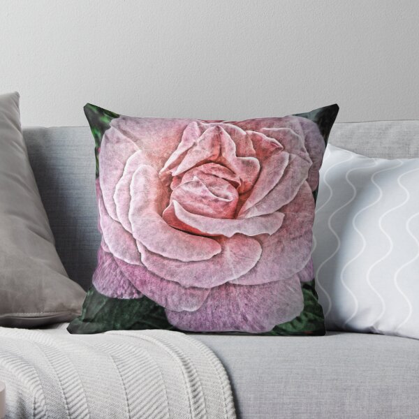 Pink Flower - Cracked Pink Rose Photography - Gift for Grandma Throw Pillow