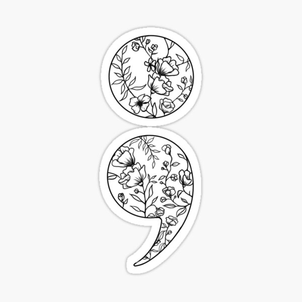 Semicolon Flowers Sticker