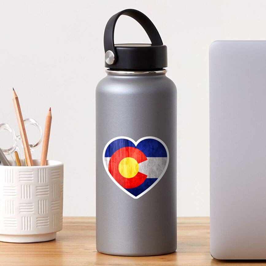 "COLORADO HEART I LOVE COLORADO FLAG DENVER ASPEN BOULDER" Sticker for