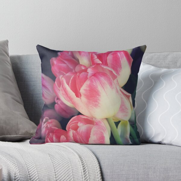 Tulip Lovers - Dramatic Pink Tulips Art Photography Throw Pillow