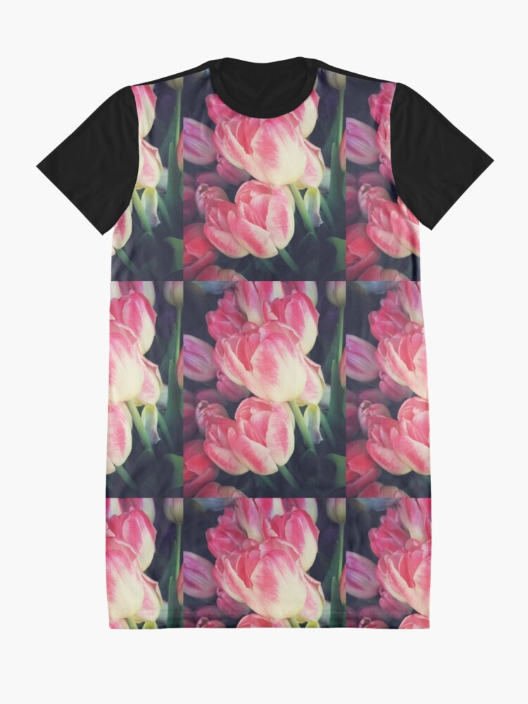 Alternate view of Tulip Lovers - Dramatic Pink Tulips Art Photography Graphic T-Shirt Dress