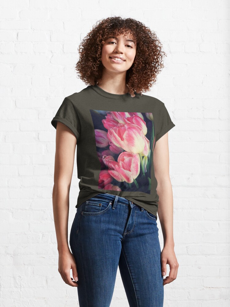 Alternate view of Tulip Lovers - Dramatic Pink Tulips Art Photography Classic T-Shirt