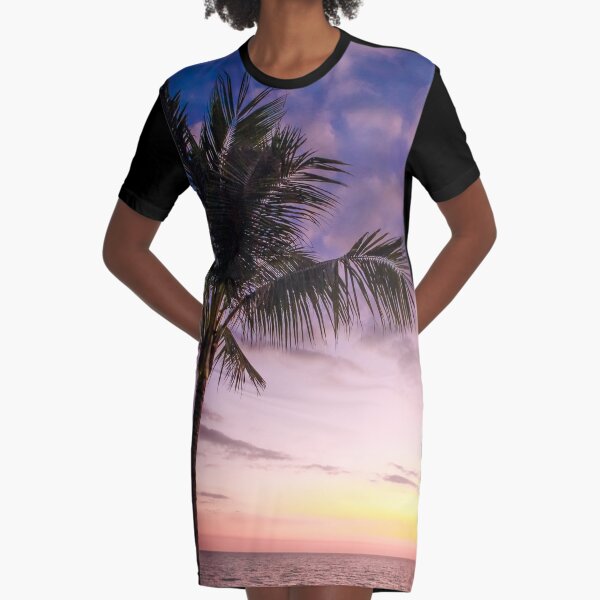 Palm in Paradise Graphic T-Shirt Dress