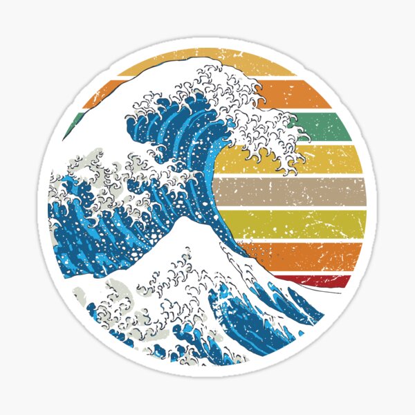 Great Wave Off Kanagawa Retro Sticker For Sale By Radvas Redbubble