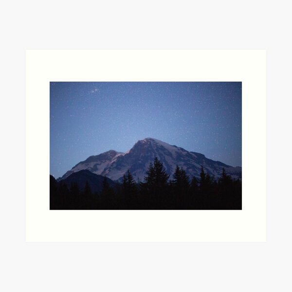 Mount Rainier Stars Art Print