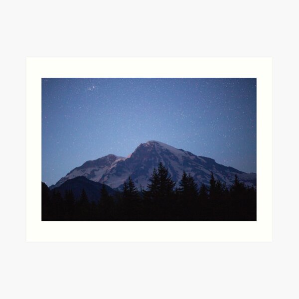 Mount Rainier Stars Art Print