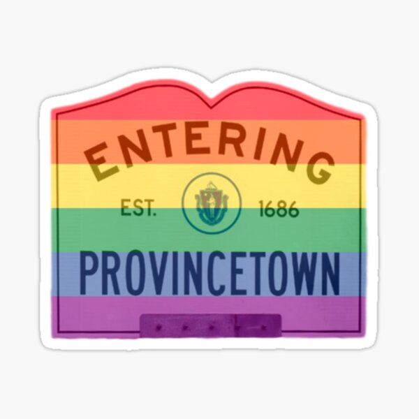 Entering Provincetown Rainbow Road Sign Sticker