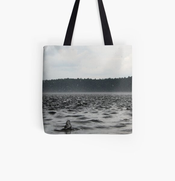 Rain Across Walden Pond All Over Print Tote Bag