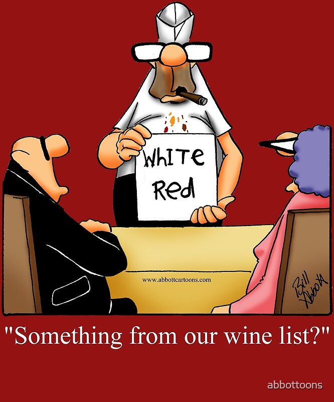 "Funny Restaurant Wine Menu Cartoon Humor" by abbottoons Redbubble