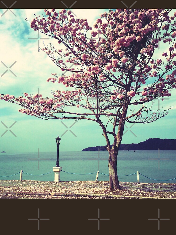 Blooms by the Sea - Panama Landscape - Pink Guayacan Tree by OneDayArt