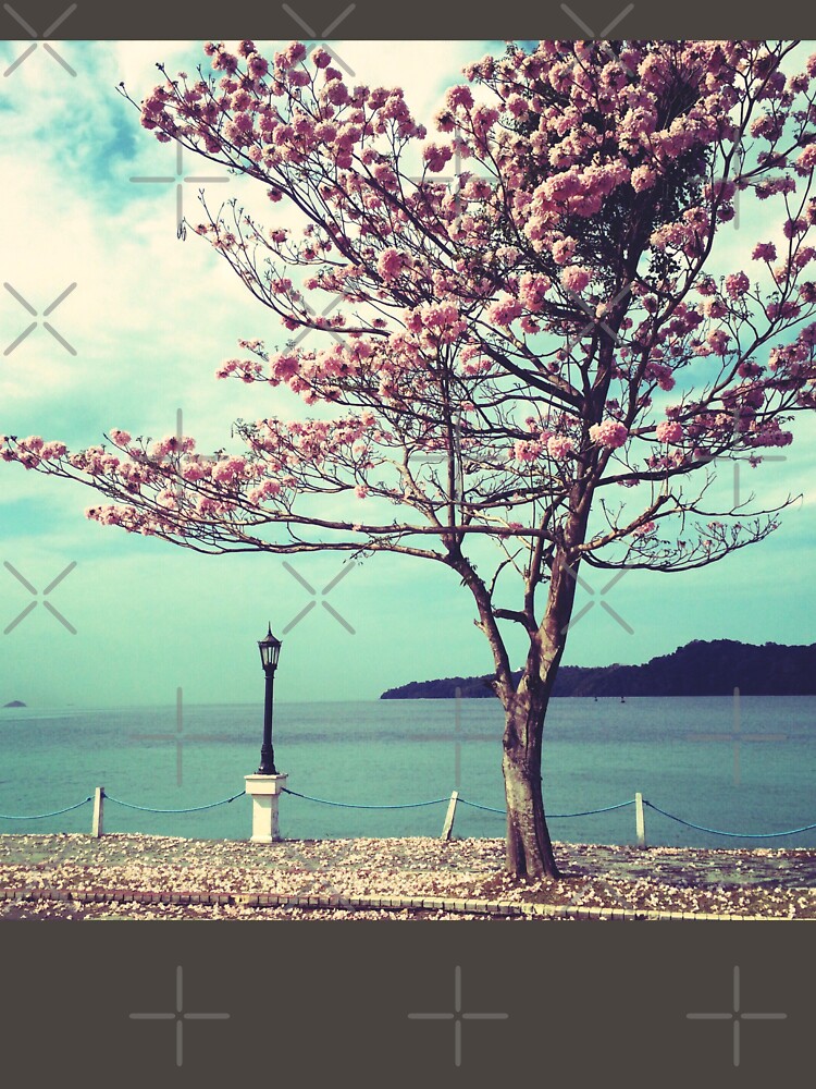 Thumbnail 7 of 7, Classic T-Shirt, Blooms by the Sea - Panama Landscape - Pink Guayacan Tree designed and sold by OneDayArt.